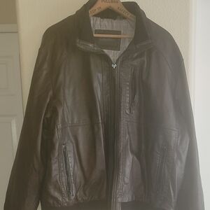 Calvin Klein Men's Brown Faux Leather Jacket Size XL
